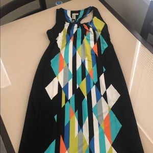 Geometric Print Maxi Dress, Size M